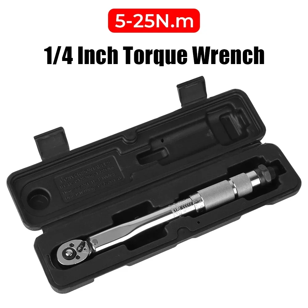 

Drive Torque Disassembly Professional Hand Spanner Car 5-25n.m Adjustable Bike Tool Micrometer Motorbike 1/4'' Wrench