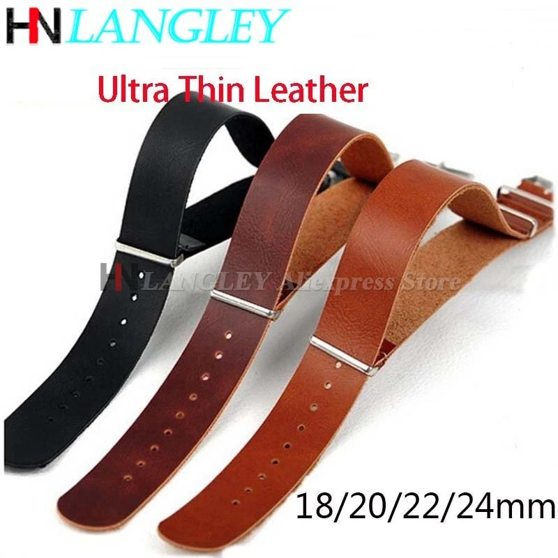 Luxurious Ultra-Thin PU Leather Watch Band Strap - Elegant Single Layer Bracelet
