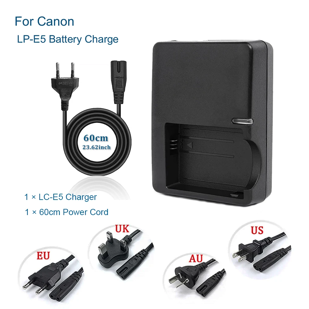 LC-E5 E5C E5E Battery Charger For Canon LP-E5 EOS1000D,450D,500D, Kiss F, Kiss X2, Kiss X3, Rebel T1i, Rebel XS,Rebel XSi Camera