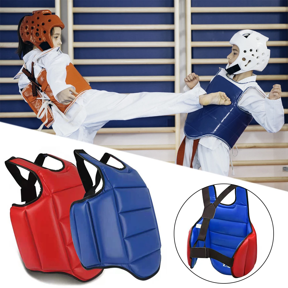 Taekwondo Reversible Chest Guard Body Protector Vest Martial Arts Rib