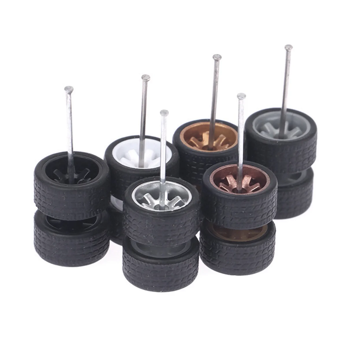 BAAU 20 Sets 1/64 Offroad Wheels/ Rubber Tires 18.3mm Removable Tire for Wheel 1:64 RC Truck Model Off-Road SUV Random Color