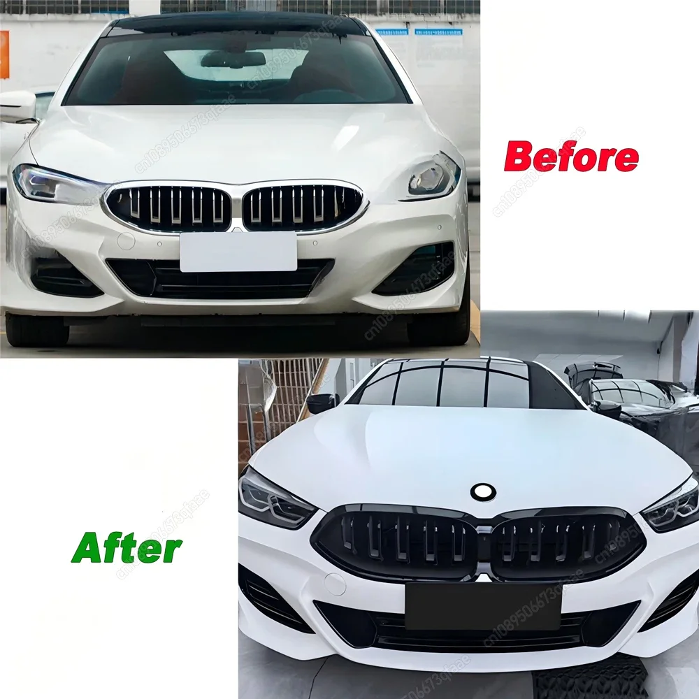 BMW 8 시리즈 G14 G15 G16 840i 840d M850i M-Sport 2022-2024 Bodykits Tuning 용 듀얼 슬랫 글로스 블랙 프론트 그릴 신장 그릴