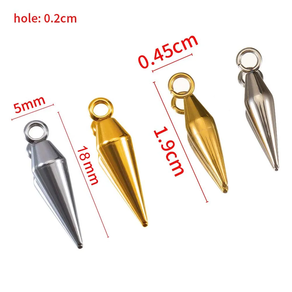 10PCS Edelstahl Kegel Kugel Choker Charms Spike Perlen Anhänger für Frauen Mann Hoop Ohrring Halskette Schmuck Machen Liefert – Detail 1