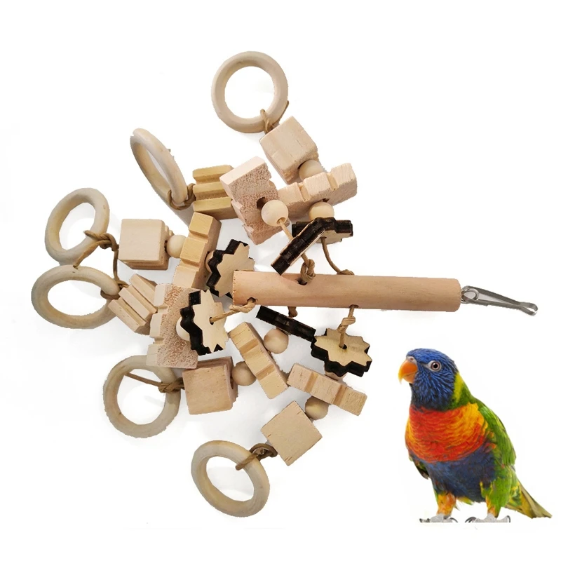 

Y1UB Bird Parrot Chewing Various Blocks Chew Toy for Conures Parakeets Cockatiels Lovebirds African for Grey