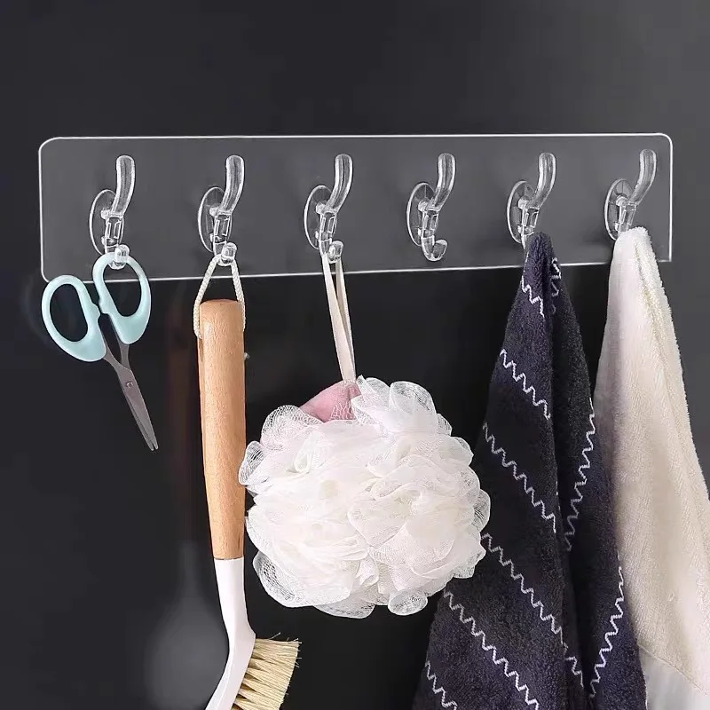 6 Hook Wall Organizer Strong Hooks No Drilling No Trace Wall-mounted Clothes And Hat Hooks With Strong Adhesive wall organizer hook adhesive wall hook self adhesive hooks wall mount hooks