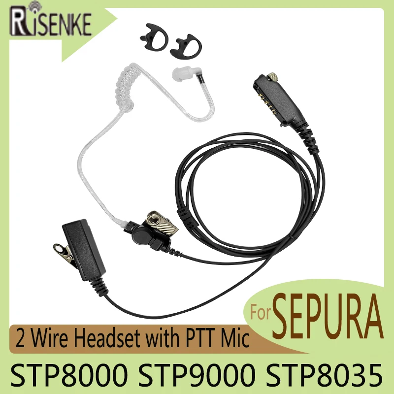 STP8000 STP9000 STP8035 Earphone 2 Wire Walkie Talkie Accessories Earpiece Headset with PTT Mic Compatible for SEPURA Radio dropship battery replacement for sepura series stp8000 stp9000 two way radio