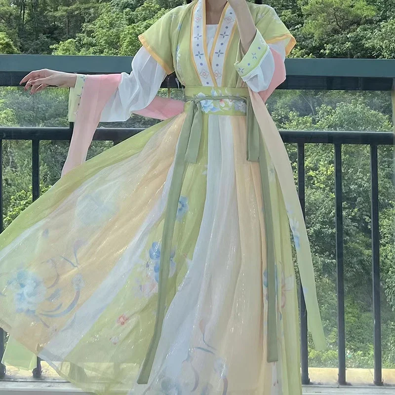Chinese-Traditional-Hanfu-Green-Yellow-Costume-Woman-Ancient-Dress ...