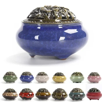 Fashion Lucky Home Decoration for Incense Black Glaze Disc Censer Ceramic Incense Burner Incense Seat Indoor Household 1