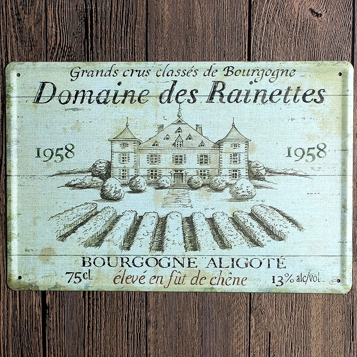 

Original Vintage Design Wine Estate Tin Metal Signs Wall Art | Thick Tinplate Print Poster Wall Decoration for Bar/Club