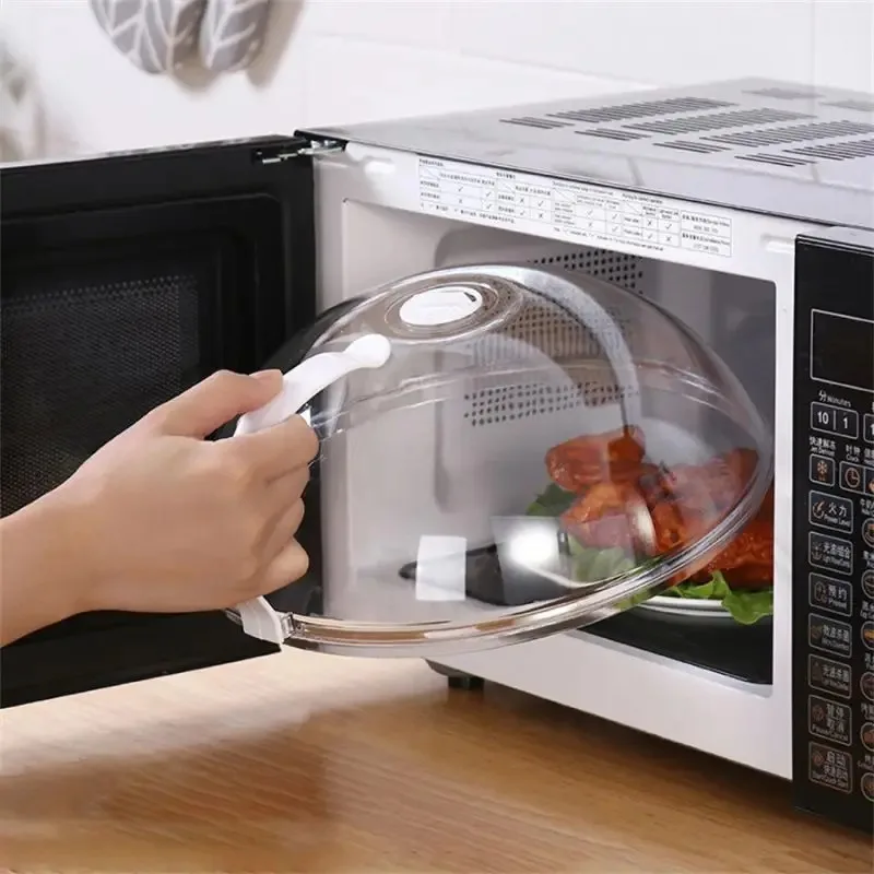 Microwave Splash Cover with Handle - BPA-Free Plastic Food Shield for Oven & Plate Heating, Easy-Clean Steam Vent Design