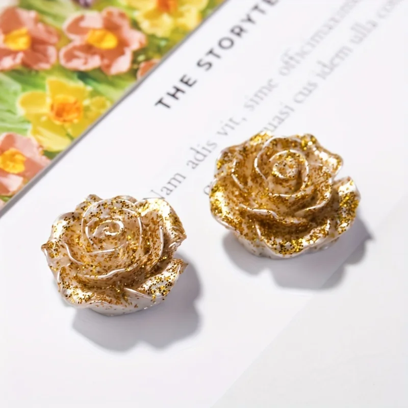 Resin Glitter Pearl Rose Camellia Flower Flatbacks Cabochons DIY Crafts For Cards Decorations Hair Jewelry 20pcs resin jewelry accessories,resin flower embellishments,resin embellishments