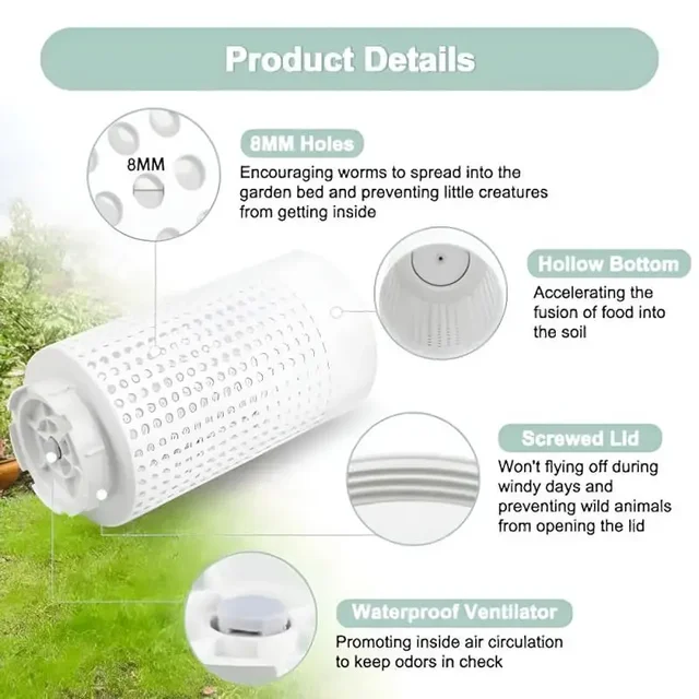 1 pièces extérieur en plastique ver de terre compost poubelle souterraine ver Compost poubelle ferme Compost poubelle Kit pour les soins du jardin et de la pelouse 4