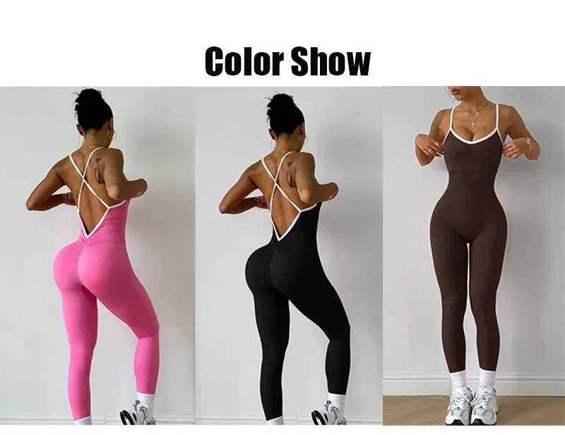 Women Seamless Ribbed Slim Jumpsuit Bodysuit Image 5
