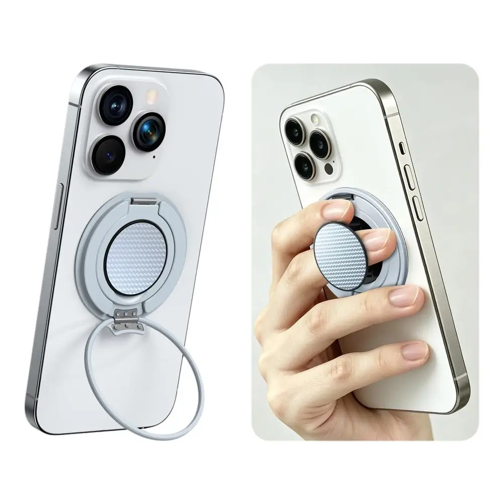 Versatile Magnetic Aluminum Phone Stand with 360° Rotating Ring Grip