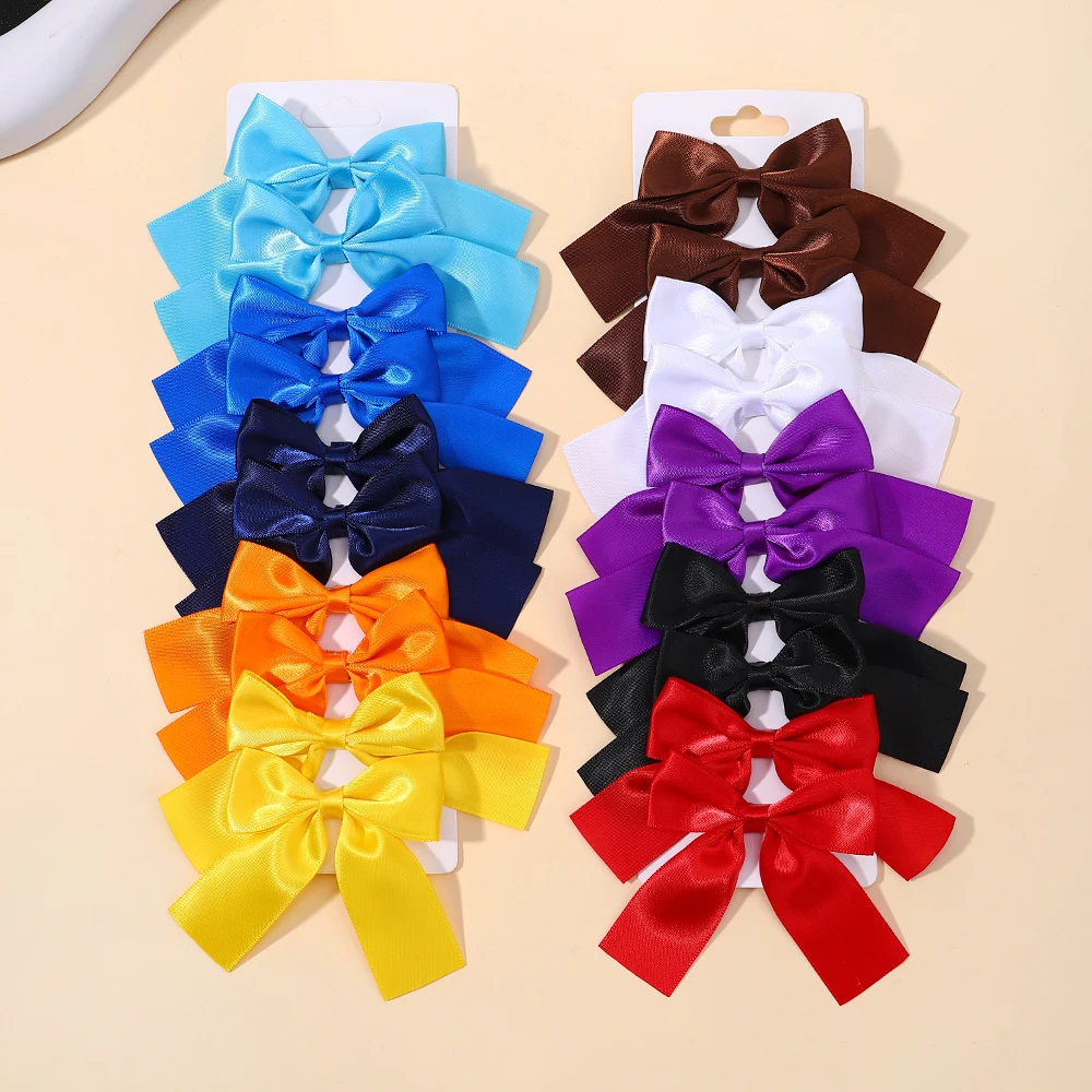 2Pcs Fashion Bow Hairclips Delicate Ribbon Hairpins for Girl Kids Hair Accessories 3.5inch Cute Hair Pins Hairgripe Wholesale