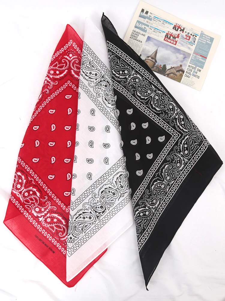 Unisex Baumwolle Bandana Kopftuch Hip Hop Schwarz Haarband Halstuch Sport Kopfbedeckung Handgelenkbandagen Kopf Quadratische Schals Taschentuch – Detail 3