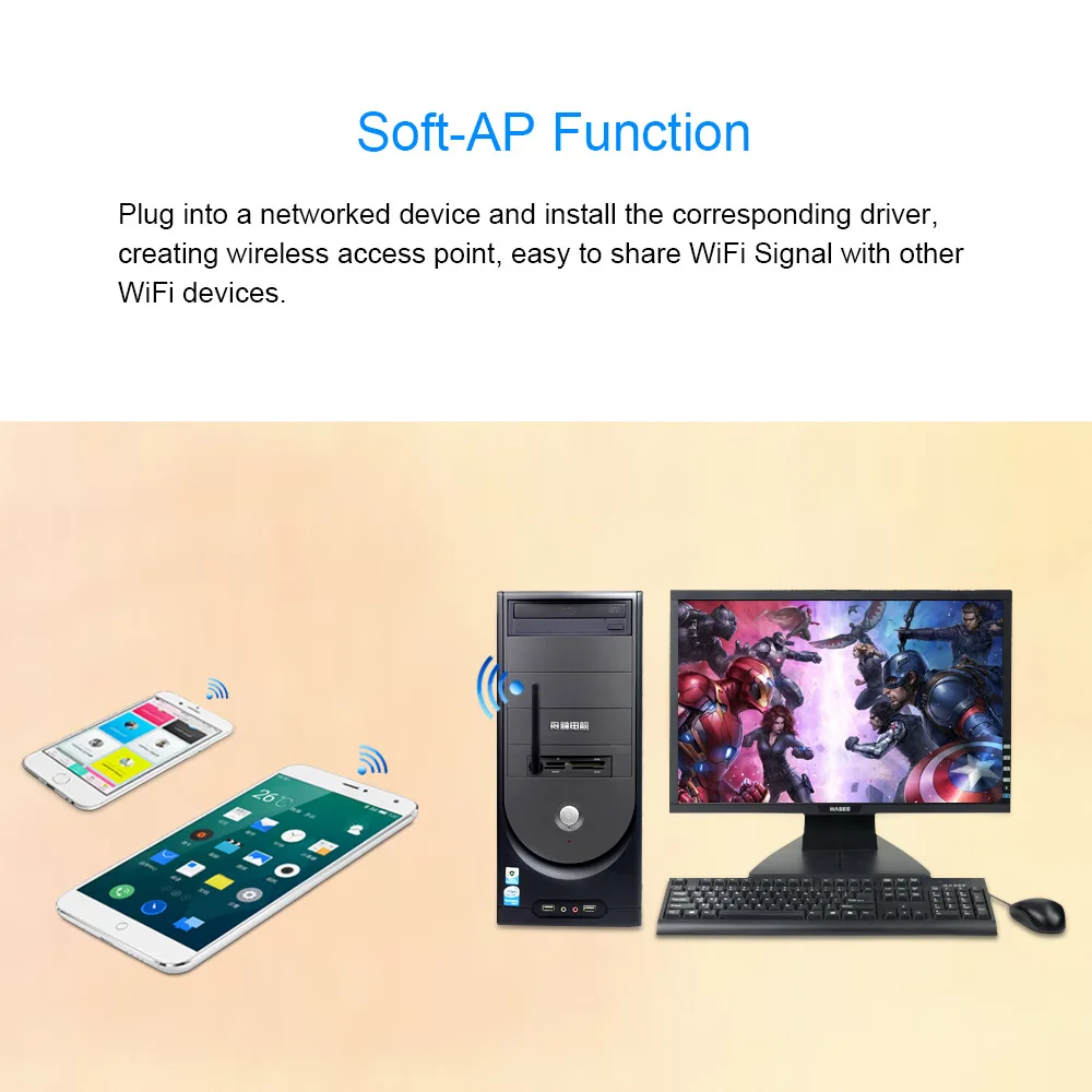 150Mbps RTL8188 Mini USB WiFi Adapter Wireless Network Card 2.4GHz 2dbi Antenna Signal Receiver Dongle for PC Laptops Windows usb adapter