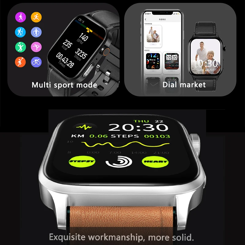 2026 Health SmartWatch ECG+PPG Heart Rate Blood Oxygen Blood Pressure Monitoring NFC Bluetooth Call Motion Trajectory Smartwatch 6