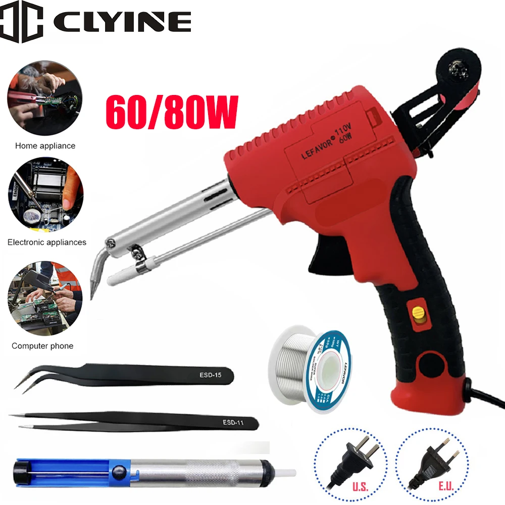 110V/220V Electric Soldering Iron Manual Soldering Gun Internal Heating Automatically Send Tin Gun Soldering Welding Repair Tool