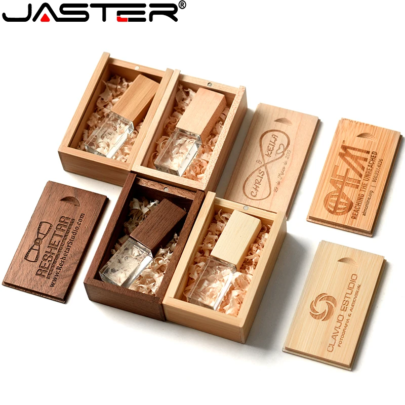 Movimentação de Madeira Bonito da Pena da Vara da Memória 32gb 64gb 128gb da Movimentação Feita sob Encomenda do Flash de Usb do Bordo da Caixa de Madeira do Lote de Jaster 10 Peças Pen drive USB - Imagem 5