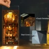 DIY Book Nook Shelf Kits Royal Steamer Store Wooden Miniature Model Kit Handmade Casa Bookend With Light Bookshelf Friends Gifts 4