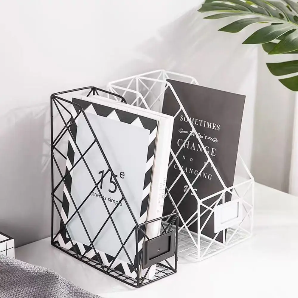 Mesh Metal Desktop File Shelf Vertical Wrought Iron File Holder High Appearance Level Multifunction Magazine Storage Rack,magazine holder,storage racks