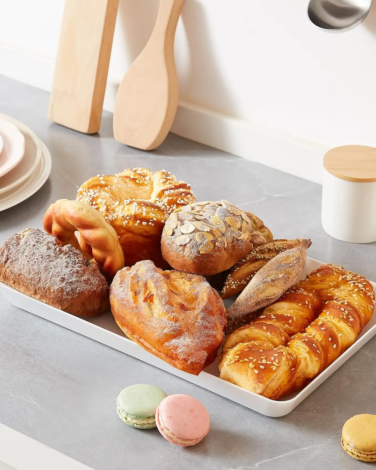 Serving Tray Plastic for Party, Platters for Serving Food, White Food Tray for Snacks, Food, Cookies 6