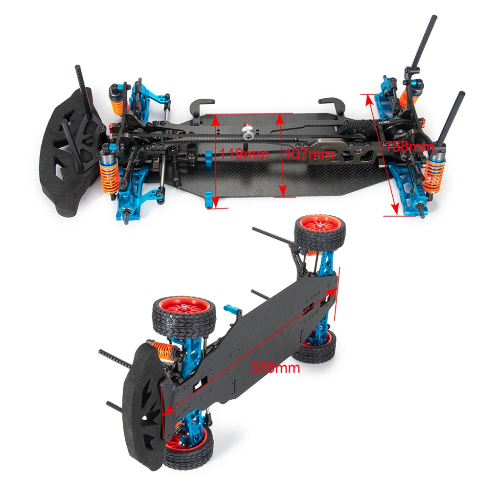 Alloy and Carbon Frame Body Wheels Set RC Car Body Frame for Sakura XIS ...