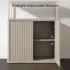 Book Shelf Fluted Bookshelf 71" Tall Bookcase with Doors Storage 5 Tier Mid Century Modern Bookshelves Large Shelves Metal Book 5