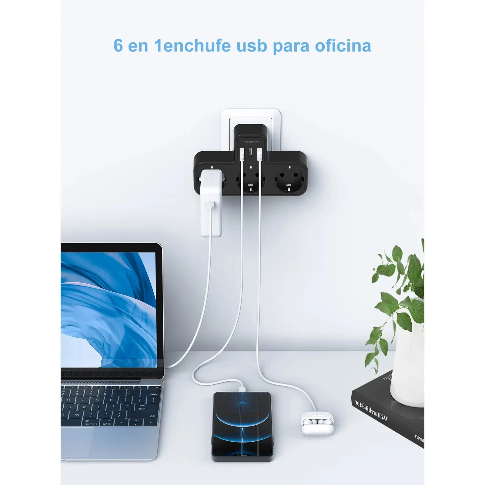 TESSAN USB Power Strip with 3 AC Outlets & 3 USB Ports EU Plug Multiple Wall Socket Adapter Overload Protection for Home Office power strip electrical socket power socket plug adapter wall socket extender power plug adapter