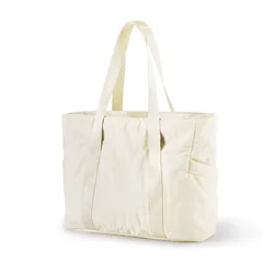 Women's Versatile Tote Bag with Yoga Mat Holder - Perfect for Gym, Travel, Work, and More (Beige)