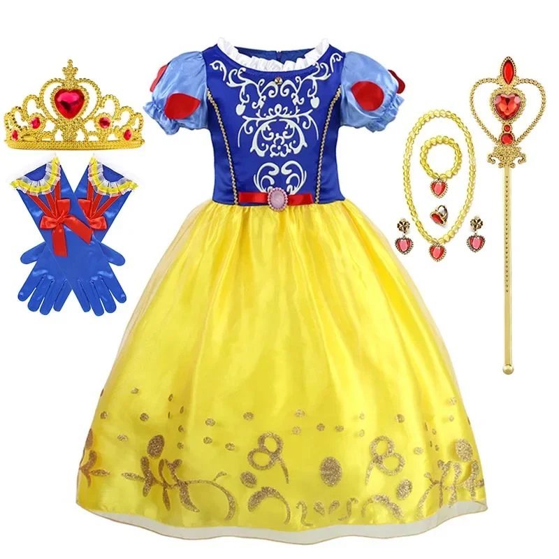 Girls Princess Dress Kids Disney Cosplay Cinderella Snow White Aurora Rapunzel Halloween Costume Children Birthday Party Dresses