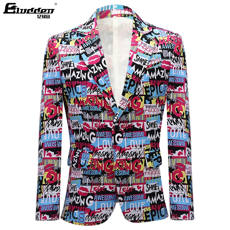 MenRetro Vintage Newspaper Print Casual Blazer Hombre Men DJ Singer Night Club Slim Fit Suit Jacket Prom Party CostumeNewspaper men blazers