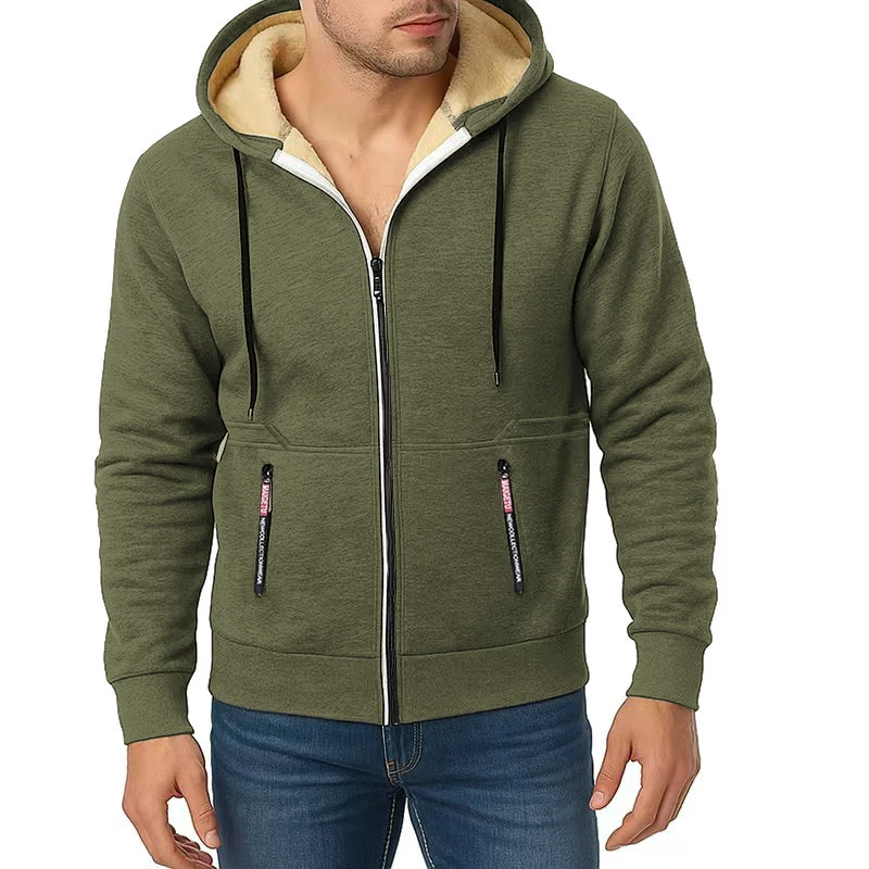 Animal Game Hoodies for Men Heavyweight Fleece Sweatshirt Full Zip Up Thick Sherpa Lined Hooded Jacket Casual Thick  Sweatshirts