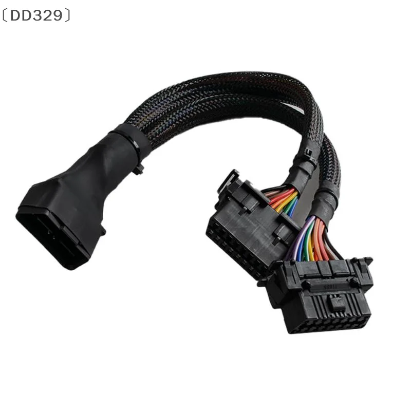 〔DD329〕OBD2 Male To Dual Female Elbow Extension Cable With 16pins Available To Connected 1 IN 2 Converted Extender Adapter