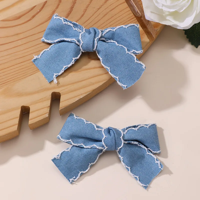 2/8 Stück/Set Star Denim Bow Haarspangen – Alligator-Clips für doppelte Pferdeschwänze, ein süßes und vielseitiges Alltagsaccessoire. – Detail 7