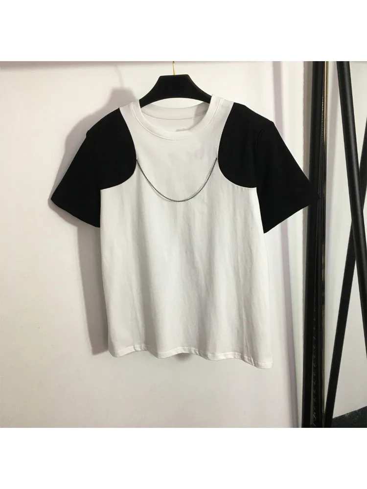 

2023 New Spring And Summer Women Fashion Casual Black And White Short-Sleeved T-Shirt