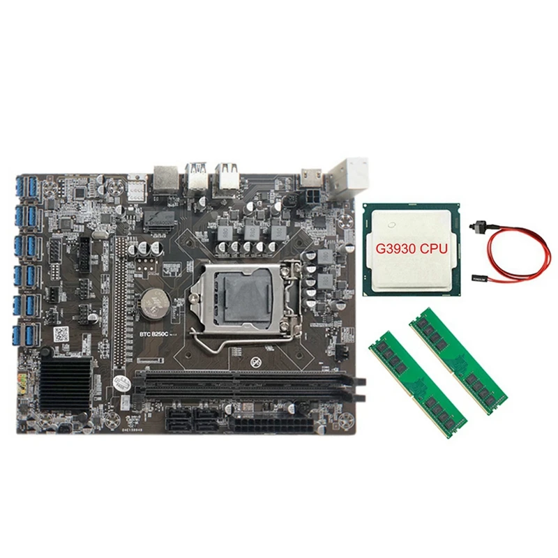 Семейная материнская плата для майнинга с процессором G3930 + 2XDDR4 4G 2666 МГц ОЗУ