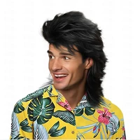 HAIRJOY – perruques synthétiques mulet pour hommes, perruques synthétiques de fête costumée des années 70 et 80 3