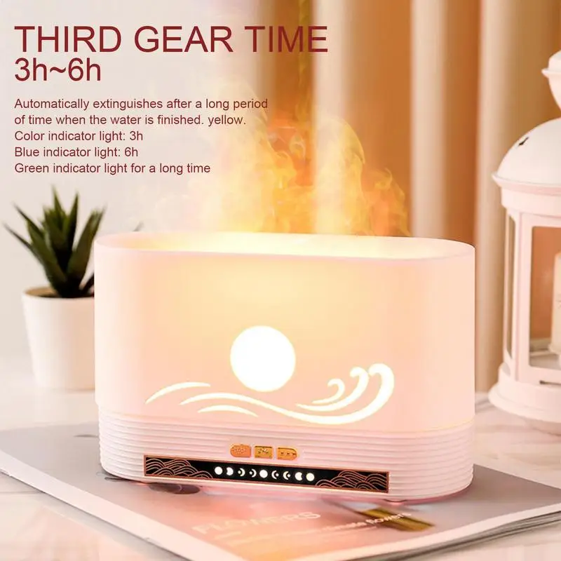 Fireplace Fire Flame Aromatherapy Diffuser Flame Oil Diffuser Timing Volcano With Led Light Scent Fragrance Cool Mist