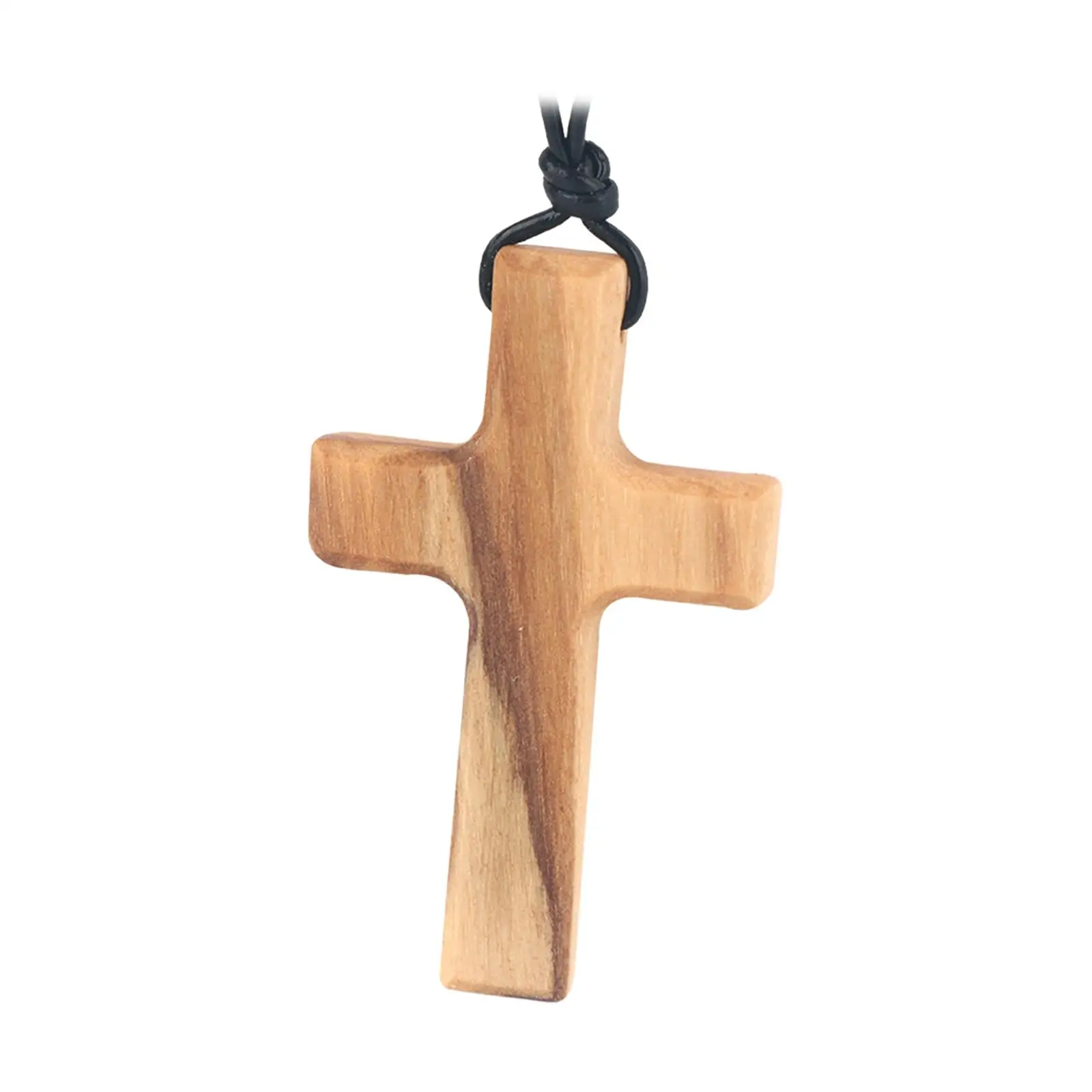 Wood Cross Necklace Handmade Stylish Gift Creative Wood Cross Crucifix for Birthday Christmas Valentines Day Wedding All Ages