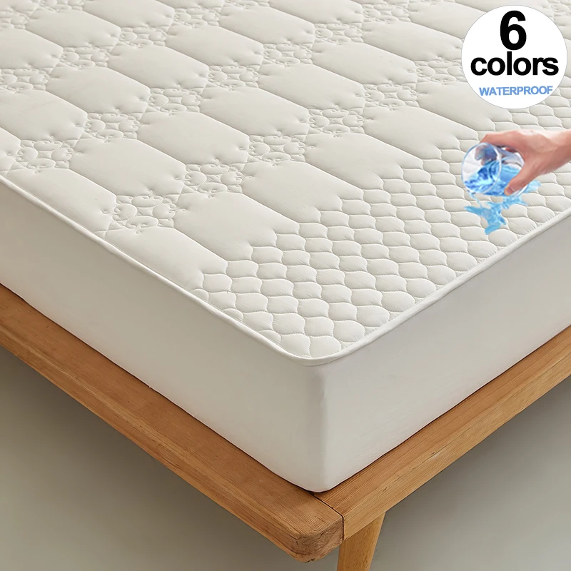 Premium Waterproof Quilted Mattress Protector - Jacquard Design, Antibacterial & Hypoallergenic