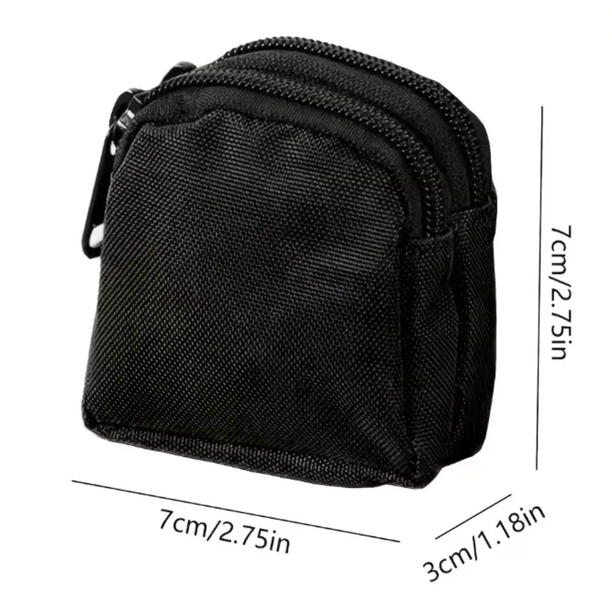 1pc-Nylon Double Zipper Pocket Coin Purse Men Outdoor Pouch Lightweight Small Card Holder Keys Storage Belt Waist Bag