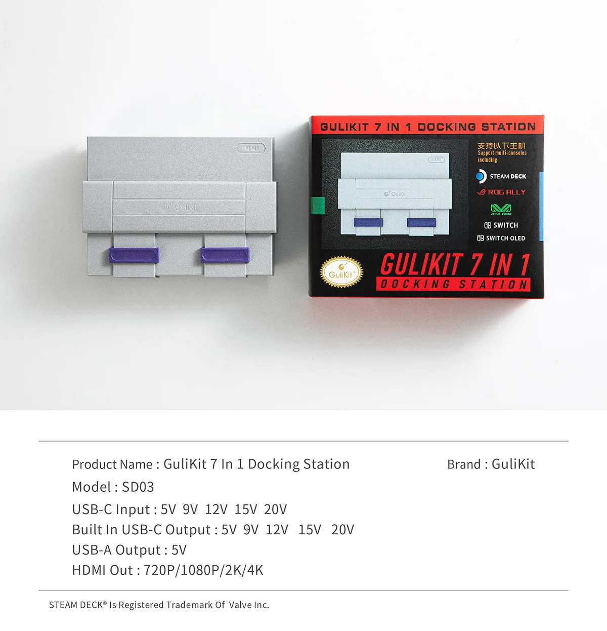 GuliKit 7 in 1 Docking Station SD03 Dock Set for Steam Deck Nintendo Switch ASUS ROG Ally AYANEO Game Console Accessories 6