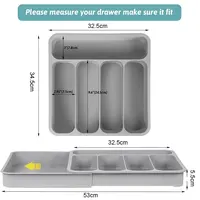 Expandable Cutlery Drawer Organizer Adjustable Kitchen Utensil Tray 6 Compartment Flatware Storage Divider Kitchen Organization 2