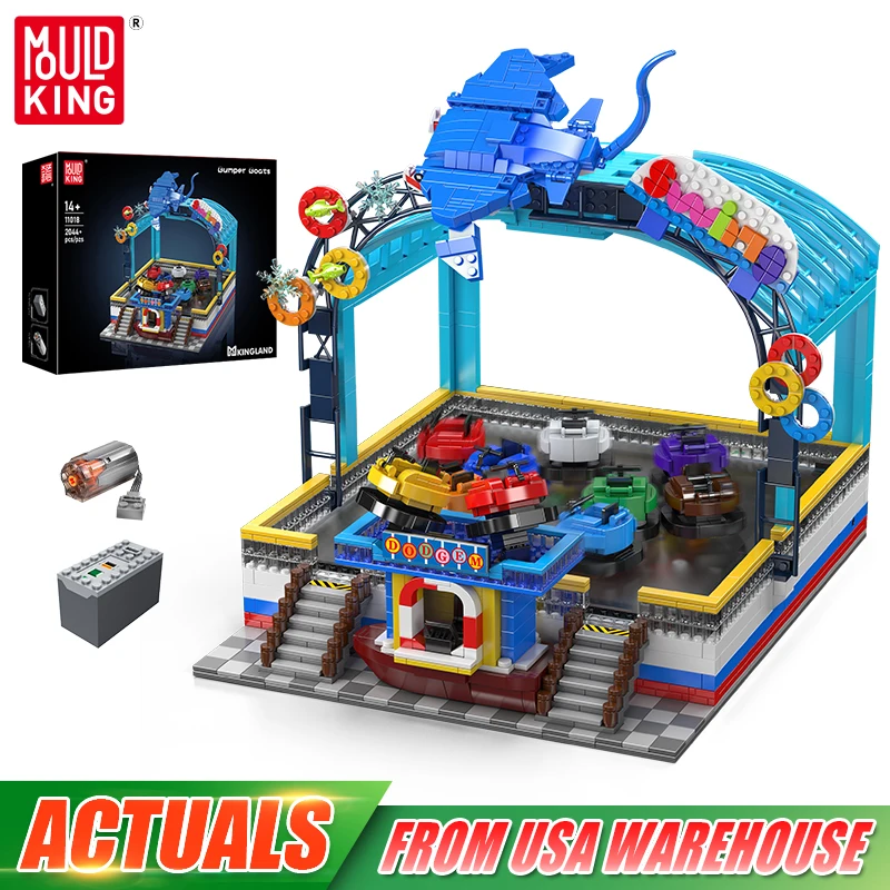 Mould King 11018 Amusement Park Toys The Motorized Bumper Boats Building Block Assembly Roller Coaster Brick Kids Christmas Gift