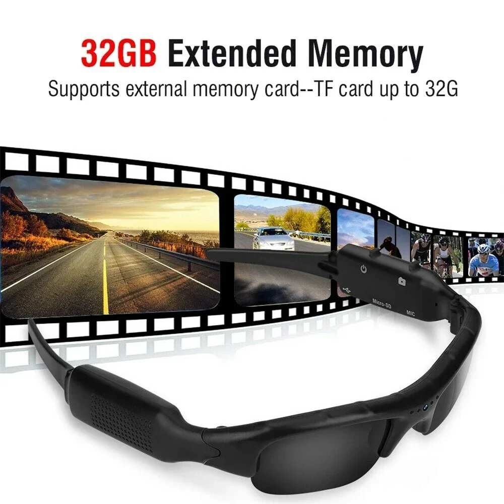 1080P HD Lightweight riding Glasses Sunglasses Eyewear Audio Video Recorder TF Mini Audio DVR Camera DV Video Recorder Eyewear