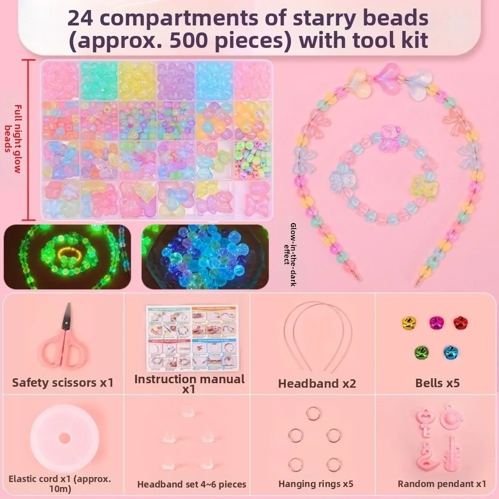DIY Handmade Beaded Jewelry Craft Kit - Creative 24-Grid Acrylic Beads for Cute Kawaii Bracelet Making