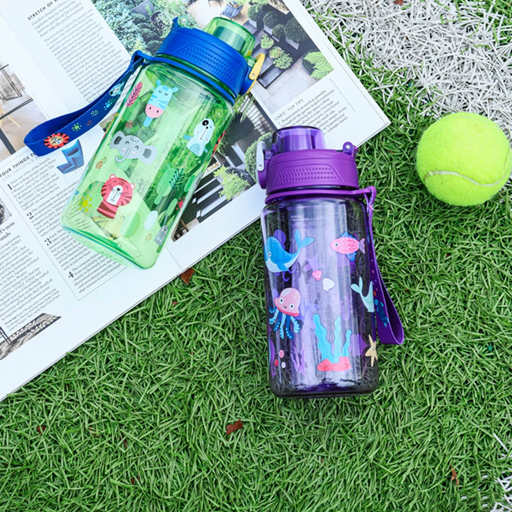 Water bottle 600ML children's cartoon animal plastic straw cups for girls boys for school
