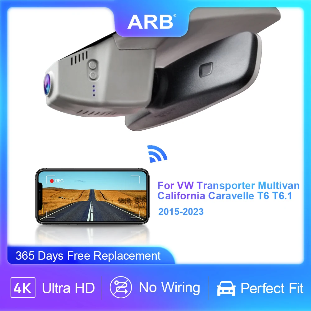 

Car Front and Rear Camera for VW Transporter Multivan California Caravelle T6 T6.1, ARB 4K Dashcam Video Recorder for VW T6